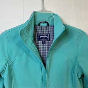 Softshell Jacket - Seafoam exterior color with plaid interior lining - Size XS